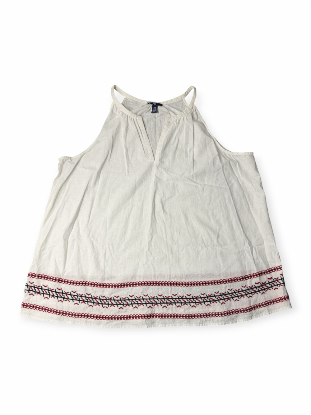Gap Womens XXL Linen Cotton Cold Shoulder Embroidered Tunic Top White Boho